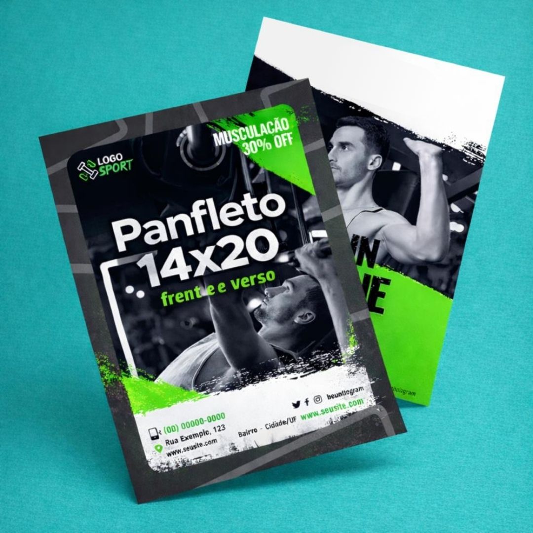 Panfleto 20×14 / 90 gramas / 1000 unidades / 4×4 cores
